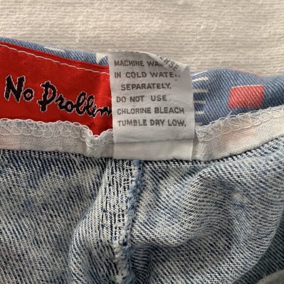 Vintage 80s no problem womens 26 small 11/12 fold over paper bag jeans acid wash - Picture 4 of 12